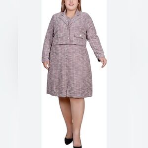 Plus Size Long Sleeve Tweed Dress Set